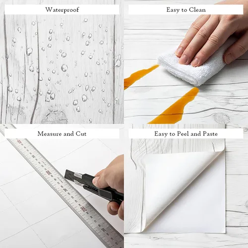 Vista 6 de Reclaimed Wood - Papel pintado autoadhesivo de madera envejecida, de grano de madera, VBS301(2Pack)