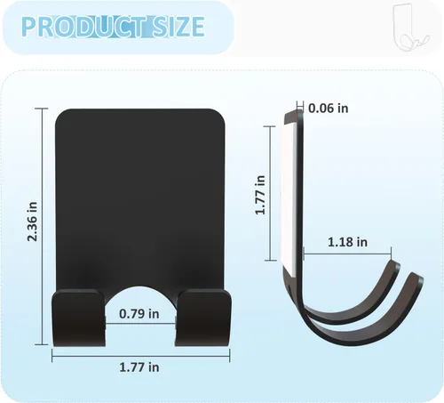 Vista 4 de VIS'V Soporte de pared para maquinilla de afeitar de ducha, ganchos adhesivos de metal para él y para ella, impermeables, negros, 2 piezas