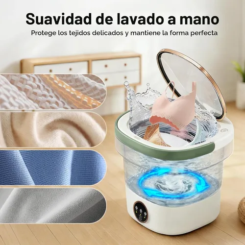 Vista 5 de Lavadora portátil - Mini lavadora plegable de 22L con cesta giratoria