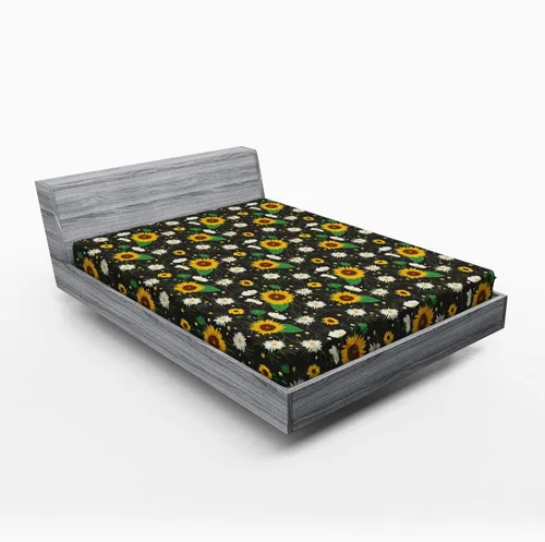 Vista 85 de Ambesonne Sábana bajera africana, estampado abstracto de líneas únicas, funda de cama con bolsillo profundo elástico para mayor comodidad