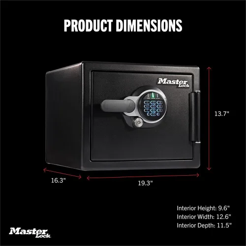 Vista 3 de Master Lock - Caja de seguridad premium negra a prueba de fuego y agua con teclado digital, 0.82 pies cúbicos, STW082GTC