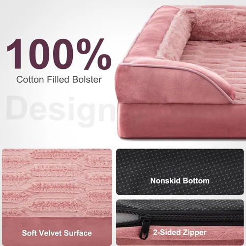 Vista 4 de FURTIME Cama ortopédica para perros extra grandes – Sofá cama impermeable XL para perro, cama de espuma de apoyo ultra cómoda con funda extraíble