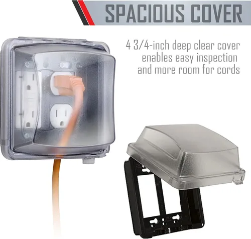 Vista 3 de TayMac MM2410C cubierta de montaje vertical de doble banda resistente a la intemperie, 55 en 1, 2 3/4 pulgadas de profundidad, acabado transparente