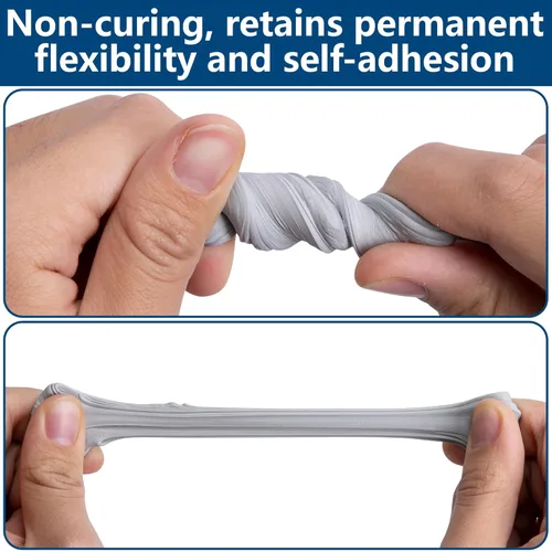 Vista 4 de Masilla de silicona moldeable de 79 x 1 pulgadas, cinta de masilla de sello de butilo impermeable de 0.197 in de grosor, cinta aislante gris