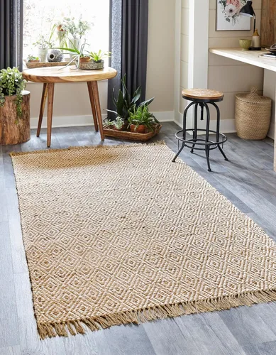 Vista 15 de Unique Loom Alfombra trenzada de la colección de yute - Assam (1' 2" x 6' 1", camino de mesa, negro/natural)