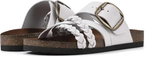 Vista 2 de WHITE MOUNTAIN Sandalia plana curativa para mujer, Blanco