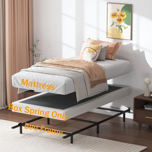 Vista 4 de SHLAND Box Spring Twin – Muelles de caja de metal resistentes de perfil bajo de 3 pulgadas para cama individual, base de colchón, fácil montaje