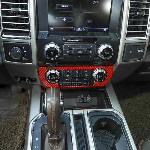 Vista 4 de Voodonala Panel de control de ajuste de aire para Ford F150 2015+(estilo de fibra de carbono rojo)