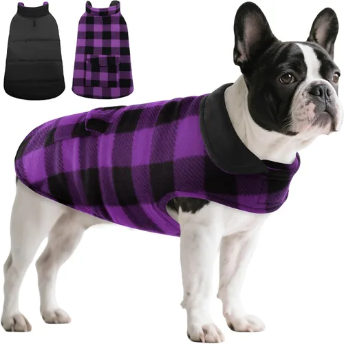 Vista 29 de ASENKU Dog Winter Coat, Reversible Dog Jacket for Small Medium Large Dogs Army Green