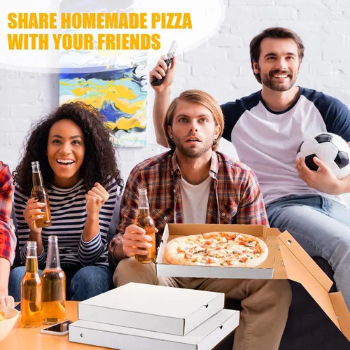 Vista 5 de PerKoop 100 cajas de pizza de 12 x 12 pulgadas a granel de cartón vacío de 12 pulgadas, caja de pizza cuadrada reutilizable para comida para llevar