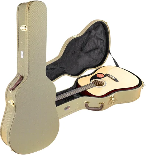 Vista 10 de Gearlux Dreadnought - Funda rígida para guitarra acústica con compartimento para accesorios, color negro