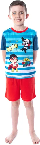 Vista 4 de Komar Kids Ryans World Boys Wow Ryan and Combo Panda Shirt Pants and Shorts 3 Piece Pajama Set