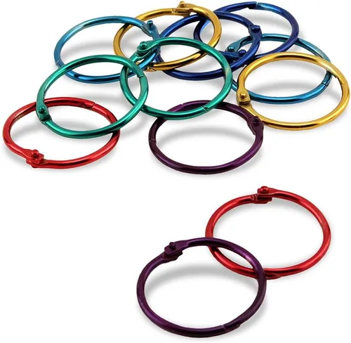 Vista 3 de Hygloss Products 61311 - Anillos de libro – Anillos de acero de colores surtidos de 1 pulgada, paquete de 12