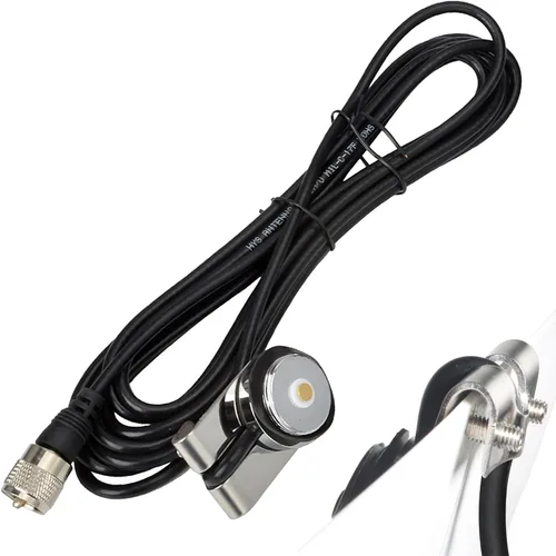 HYS Trunk Hoods NMO Montaje de antena W/13 pies de cable coaxial RG-58 con PL-259 | Universal Lip Mount for Trunks/Hoods-No-Drill Lip Mounts for NMO
