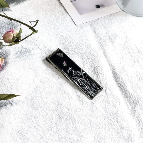 Vista 5 de Cartera con clip para dinero de madre perla para tarjetas de crédito, de acero inoxidable, colección de regalos