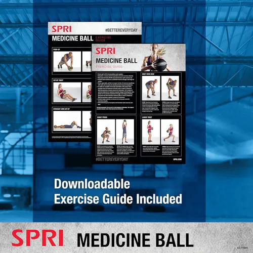 Vista 6 de SPRI Pelota medicinal - Pelota de entrenamiento de ejercicio para entrenamiento de resistencia - Superficie texturizada resistente de paredes