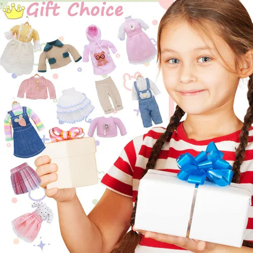 Vista 6 de 10 juegos de ropa de muñeca pequeña para muñecas de 6 a 7 pulgadas, accesorios de vestir, juguetes para niños, regalos de cumpleaños