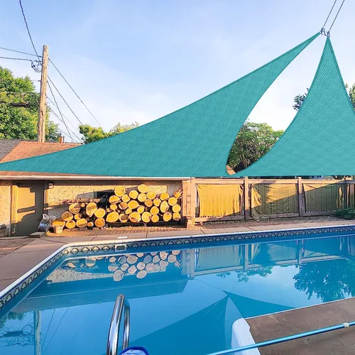 Vista 14 de E&K Sunrise - Toldo tipo vela triangular de 15 x 15 x 15 pies, toldo con bloqueo UV para sombra, para patio, jardín, terraza, exterior (arena)