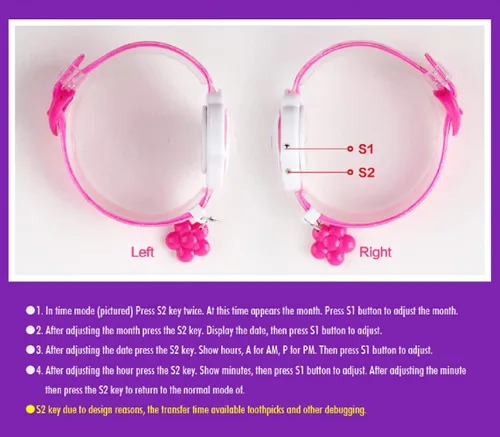 Vista 4 de Reloj para niños con forma de flor, reloj digital de dibujos animados novedoso 1144, Digital