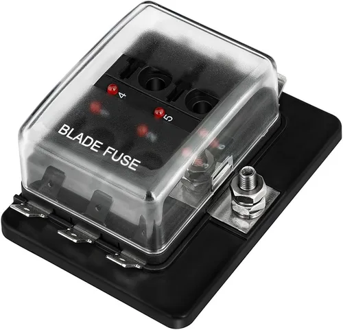 Caja de fusibles de hoja de fusibles de 6 vías para autocaravana, caja de fusibles DC12~32V, 12V, indicador Jtron LED, bloque de fusibles para