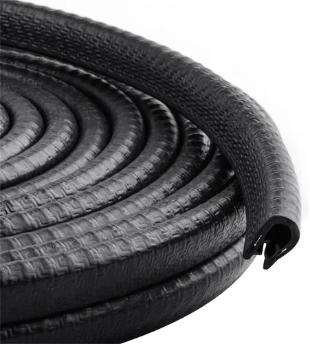 Protección Universal para Puertas de Automóvil de 33 pies (10 m), Tira de Protección de Borde en Forma de U de Goma, Diseño Negro sin Pegamento