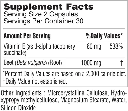 Vista 7 de Cápsulas de raíz de remolacha de 1000 mg con vitamina E, suplemento de apoyo inmunológico, rendimiento atlético con 60 cápsulas veganas