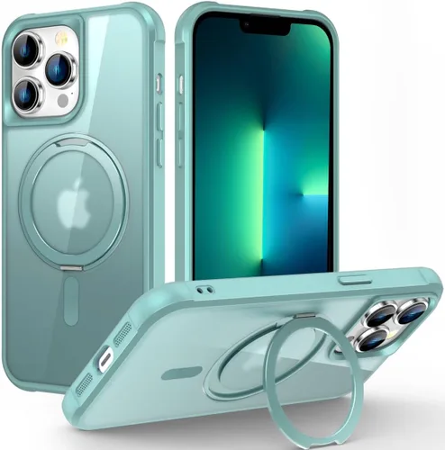 Vista 13 de Funda para iPhone 11 con soporte de anillo magnético giratorio de 360° [compatible con Mag-Safe] [Protección de grado militar] Funda translúcida