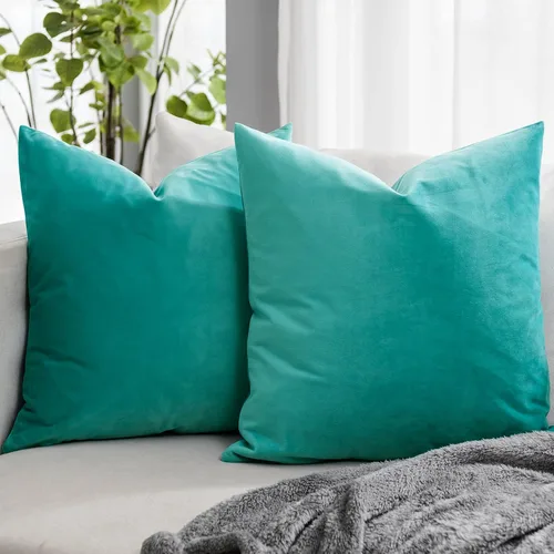 Vista 10 de Juego de 2 fundas de almohada de terciopelo suave negro de 14 x 14 pulgadas para sofá, cama, sala de estar, fundas decorativas de lujo cuadradas