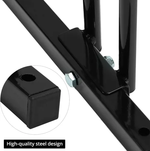 Vista 5 de QWORK Soporte de suelo resistente para 2 bicicletas, soporte de acero con recubrimiento en polvo para uso en interiores y exteriores, compatible