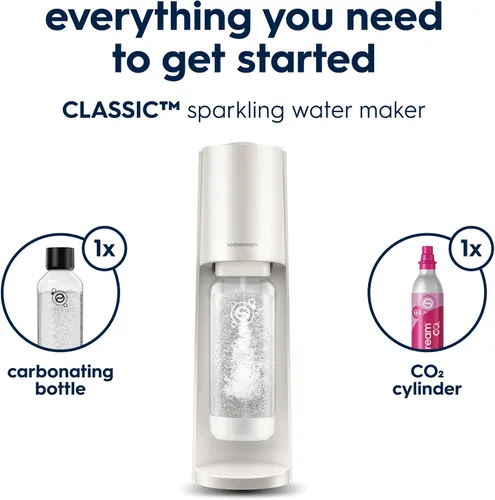 Vista 3 de Sodastream Classic Kit de máquina de refrescos y agua con gas (blanco cálido) con recipiente de CO2 de 60 L y botella de carbonatación