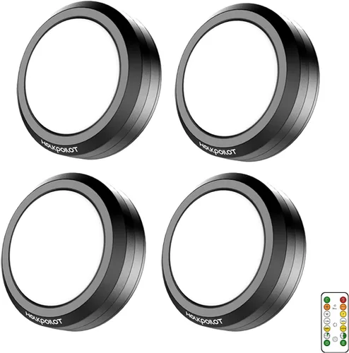 Vista 15 de HOLKPOILOT Luces de disco con control remoto, funciona con pilas debajo del gabinete, iluminación de disco debajo del mostrador, luces inalámbricas