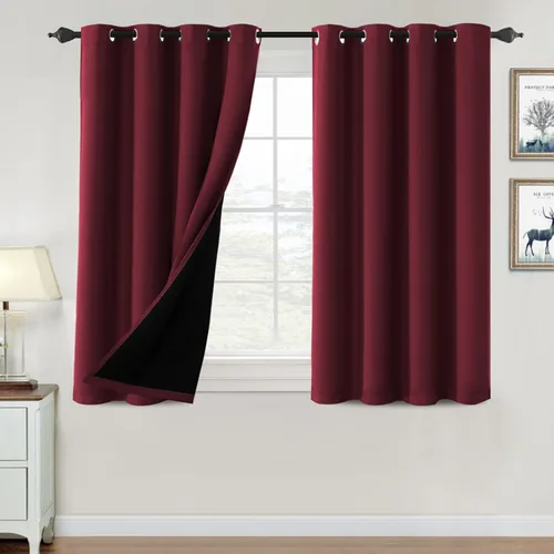 Vista 45 de H.VERSAILTEX Cortinas 100% de opacidad para dormitorio, con aislamiento térmico, cortinas opacas de 63 pulgadas de largo, cortinas de bloqueo