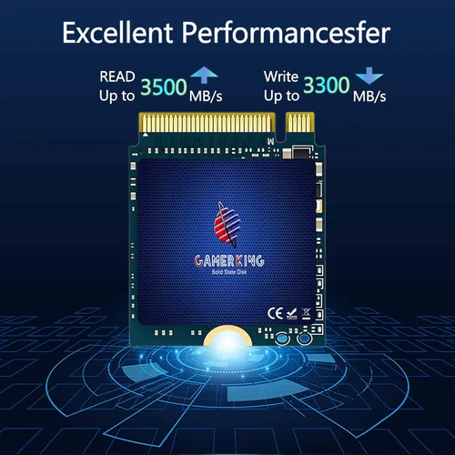 Vista 4 de GAMERKING Unidad interna de estado sólido SSD NVMe PCIe Gen 4.0X4 M.2 2230 de 512 GB, compatible con PS5, Steam Deck, Microsoft Surface, Ultrabook