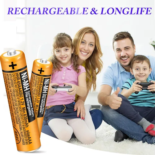 Vista 6 de HHR-65AAABU NI-MH AAA Batería recargable para Panasonic 1.2V 630mAh AAA Baterías para teléfonos inalámbricos (630-4pcs)