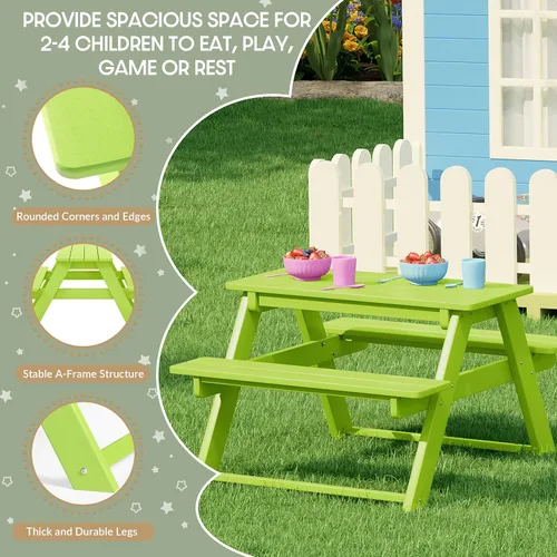 Vista 6 de WestinTrends Malibu Outdoor Patio HDPE Mesa de picnic para niños, color Lima