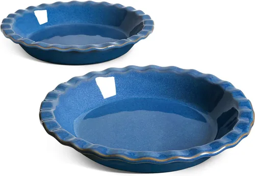 LE TAUCI Plato de cerámica para hornear, molde de pastel de 9 pulgadas para pastel de manzana, pastel de nueces, plato de pastel de 36 onzas, juego
