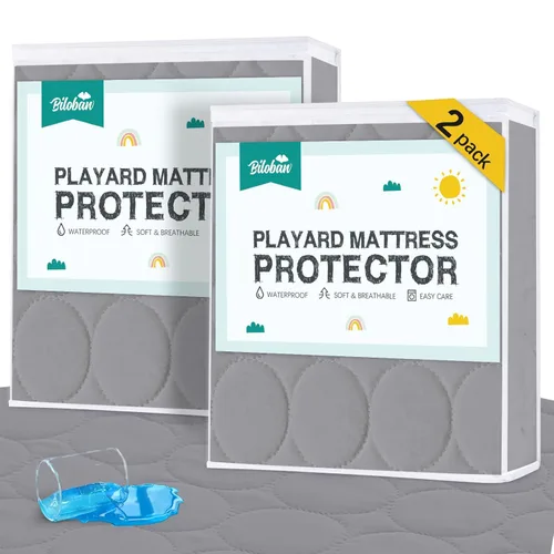 Vista 19 de Sábanas Protectoras de Colchón para Cuna Impermeables Paquete de 2, Funda Acolchada de Protector de Colchón para Cuna Ajustable para Colchón de Cama