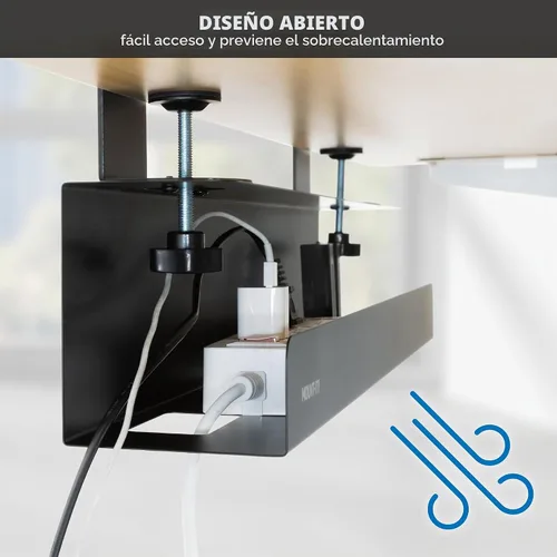 Vista 8 de Mount-It! Bandeja de organización de cables para debajo del escritorio, bandeja de organización de cables de metal sin taladrar para escritorio
