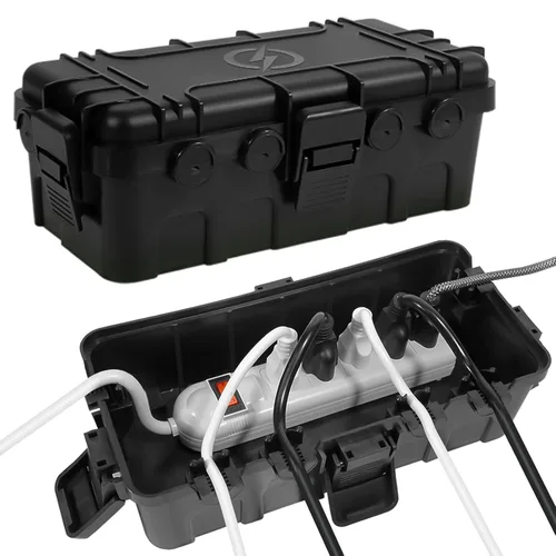 Vista 14 de Caja eléctrica mediana para exteriores (11.6 x 5.7 x 4.1 pulgadas), cubierta de cable de extensión impermeable IP54 con entrada de 6 cables, caja