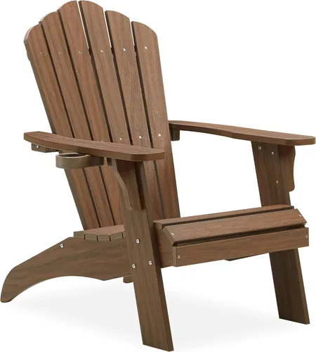 Vista 22 de Psilvam Silla Adirondack de gran tamaño, resistente a la decoloración y sin olor, sillas de madera de polietileno para hoguera con soporte