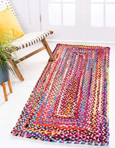 Vista 11 de Unique Loom Colección Trenzada Chindi - Alfombra de área (1 pie 2 pulgadas x 6 pies 1 pulgada, pasillo, multi/azul)