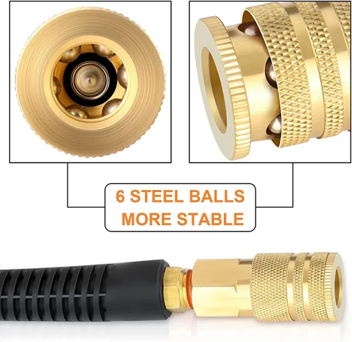 Vista 2 de GASHER Manguera de aire híbrida gris de 3/8" x 50FT, usada para conectar el compresor de aire, conector rápido industrial de 1/4" y enchufe