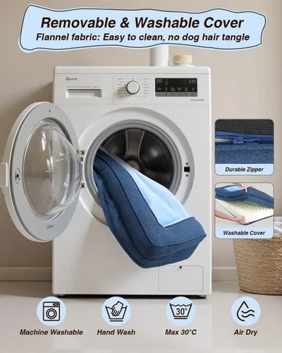 Vista 5 de KSIIA Cama lavable para perros mayores de tamaño mediano, sofá ortopédico cálido y suave para mascotas, sofá impermeable para mascotas con lados