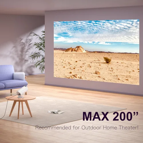 Vista 8 de Mini proyector portátil compatible con 4K, proyector pequeño Full HD 1080P con soporte giratorio de 270°, proyector de película compatible con TV