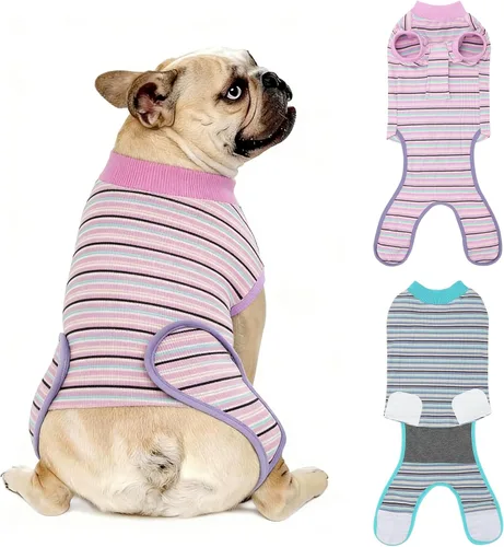Vista 29 de Paquete de 2 unidades de algodón transpirable para perros de recuperación para después de esterilizar heridas abdominales, protectores profesionales