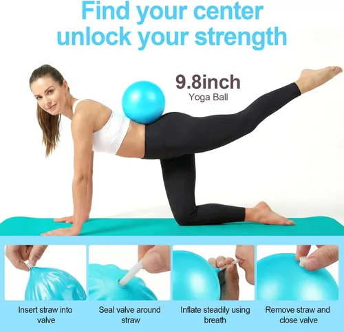 Vista 7 de ElaraFit Home Pilates Ring and Ball Set for Women with 5 Resistance Bands 13 inch Magic Circle Workout Starter Kit for Beginners Full Body Toning 15