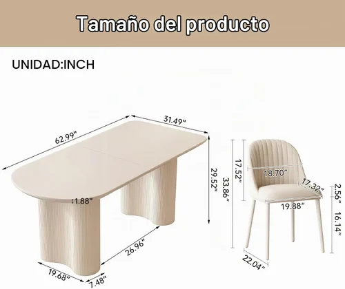 Vista 3 de Mesa de comedor de 55.11 pulgadas para 4-6 personas, mesa de comedor rectangular, mesas de comedor modernas para cocina, sala de estar, mesas