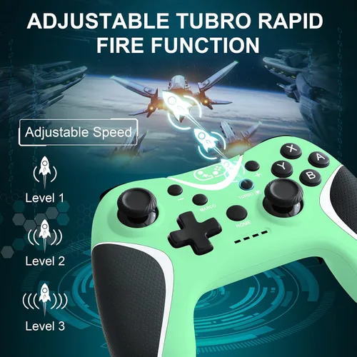 Vista 3 de BRHE Wireless Switch Pro Controller for Nintendo Switch N-SLiteOLEDAndroidIOS 130PC Switch Remote Gamepad with Joystick Adjustable Turbo Vibration