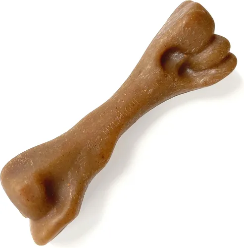 Vista 18 de Nylabone Paquete de 4 juguetes masticables fuertes para perros, hechos con tocino real, bisonte, venado, carne de res y pollo, huesos duraderos