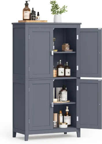 Vista 10 de VASAGLE UBBC551G02 - Armario de almacenamiento para suelo, unidad de almacenamiento independiente con 2 cajones y 2 puertas, estante ajustable, 11.8